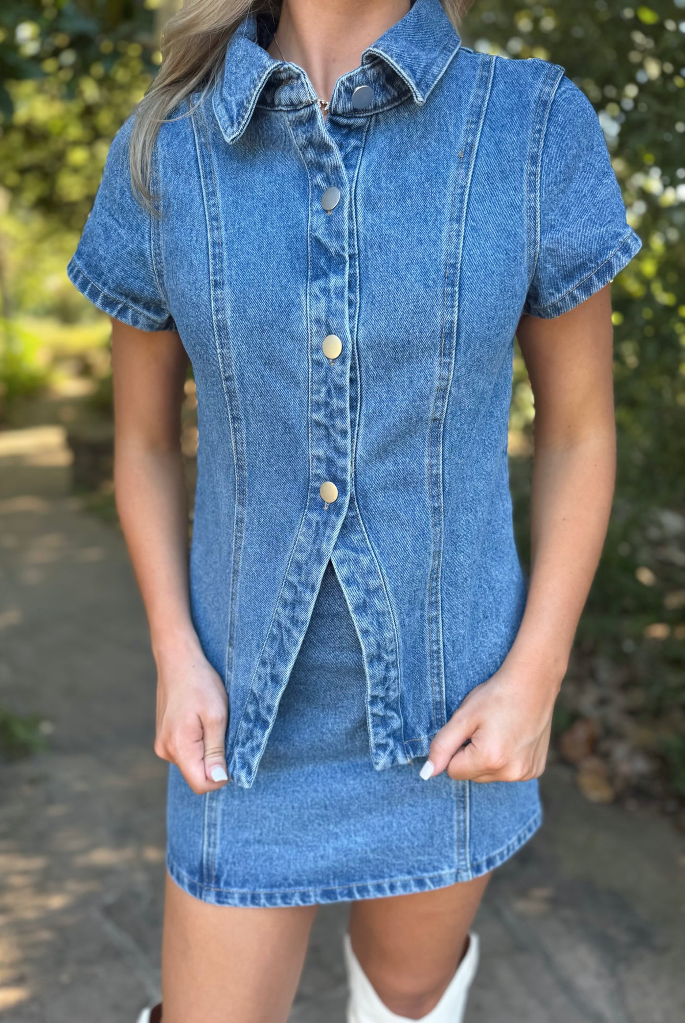 Denim Mini Skirt & Top Set