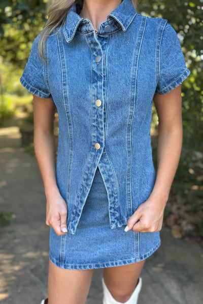 Denim Mini Skirt & Top Set