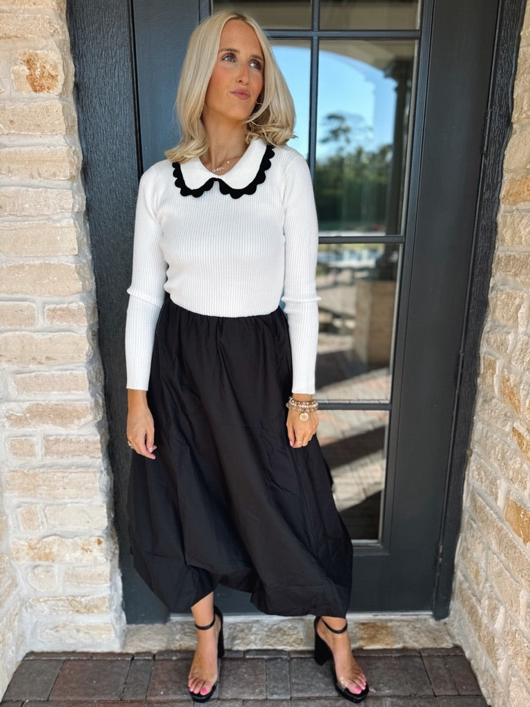 Black Long Bubble Skirt