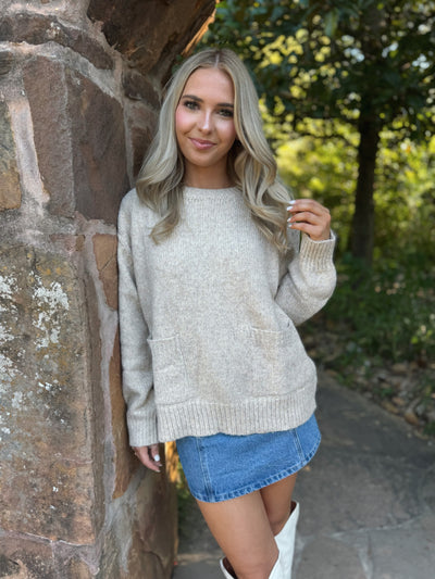 Front Pocket Sweater - Taupe