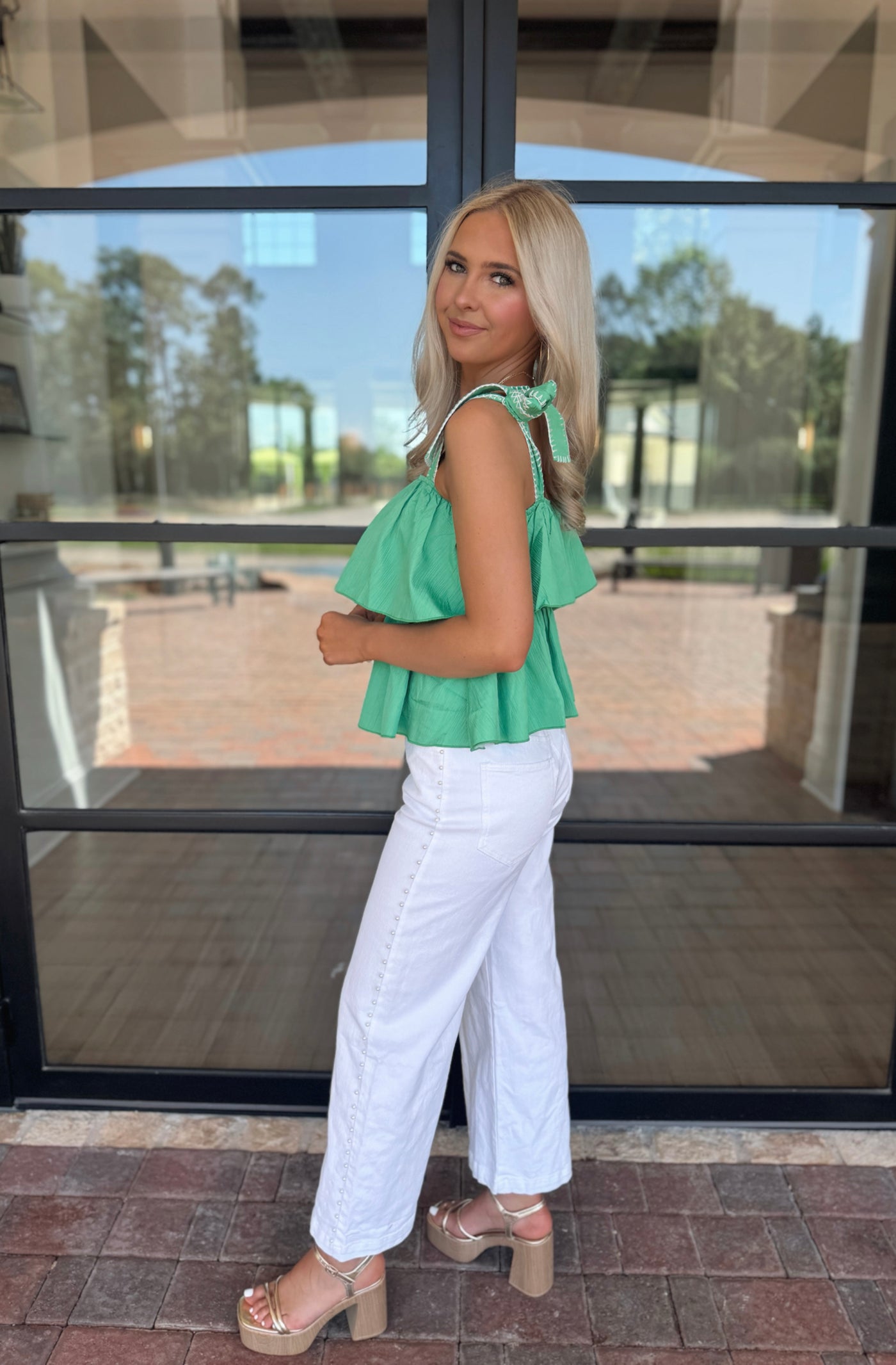 White Pearl Denim Pants