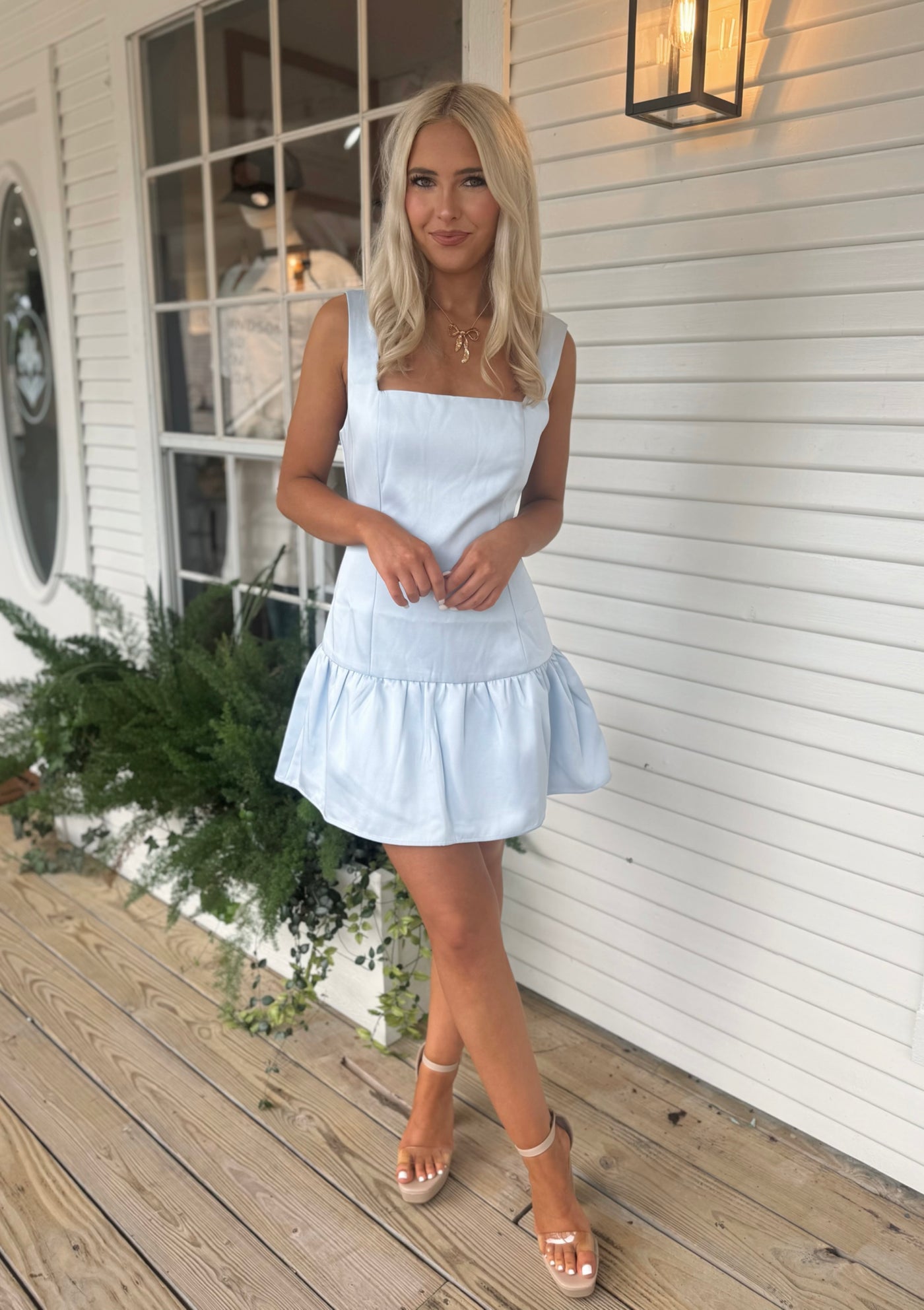 Blue Drop Waist Mini Dress