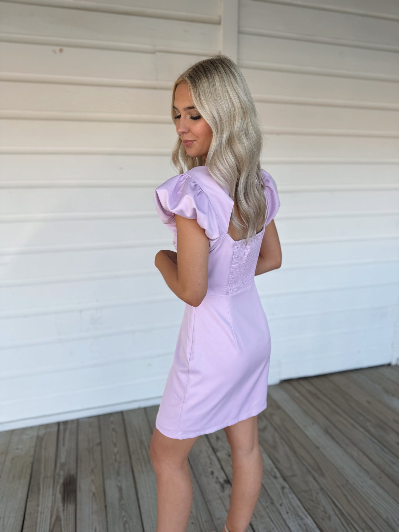 Lavender Ruffle Sleeve Dress