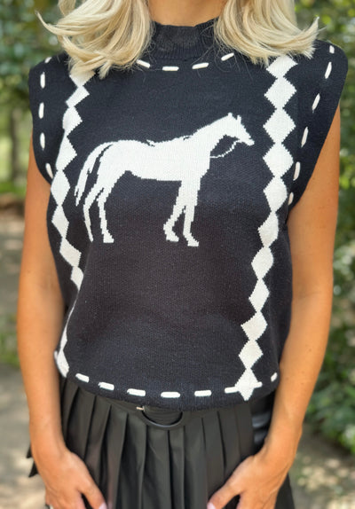 Black horse sweater