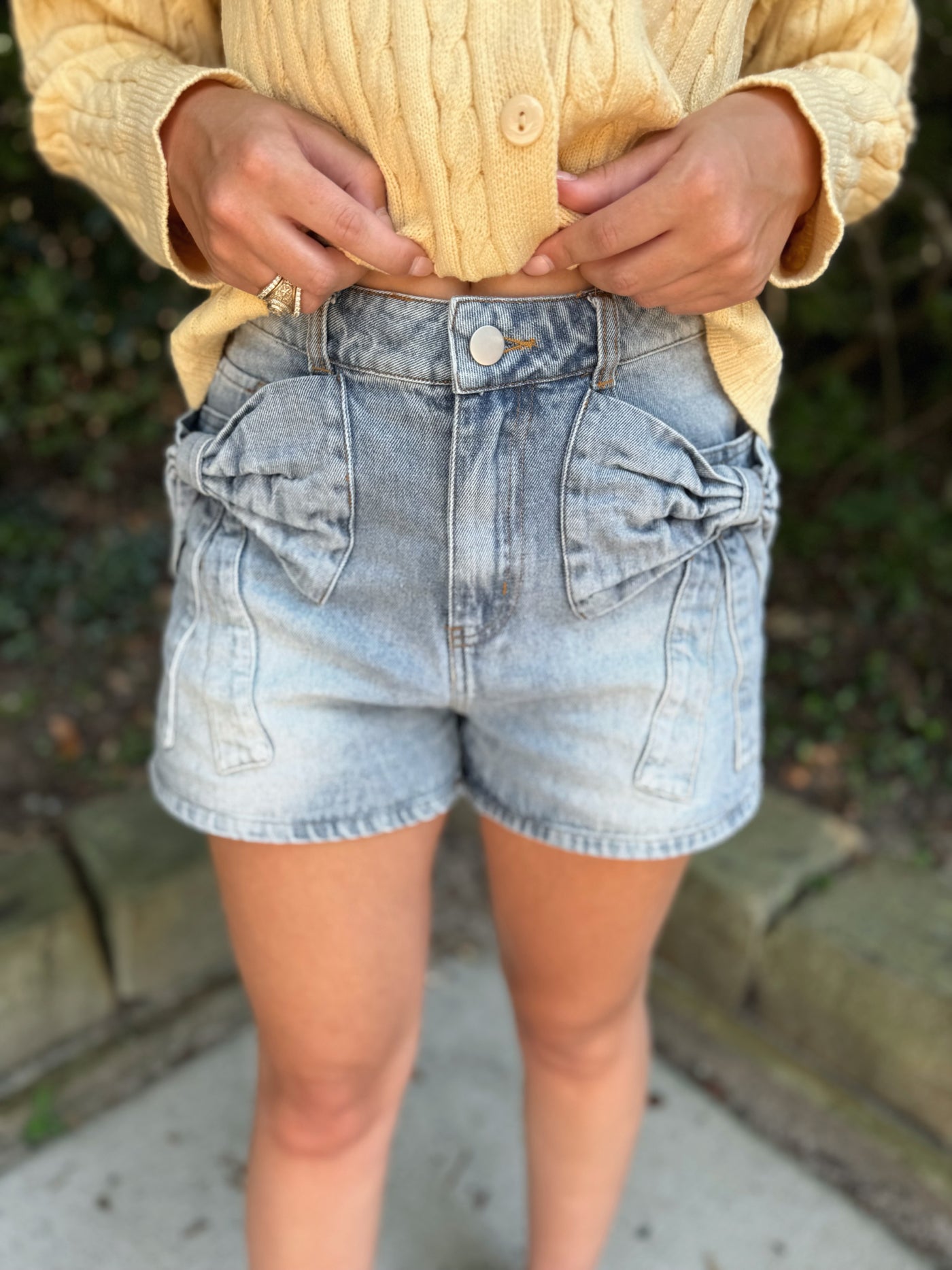 Bow Denim Shorts