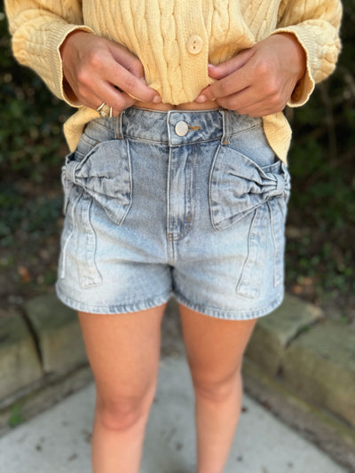 Bow Denim Shorts