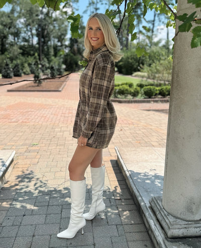 Plaid Flannel Shirt Romper