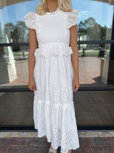 White Eyelet Maxi Dress