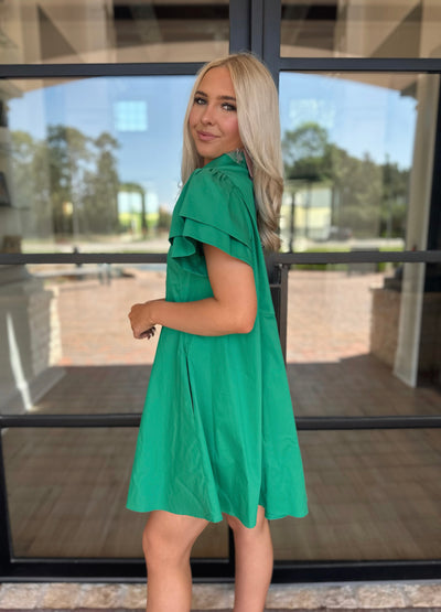 Green Peplum Shirt Dress