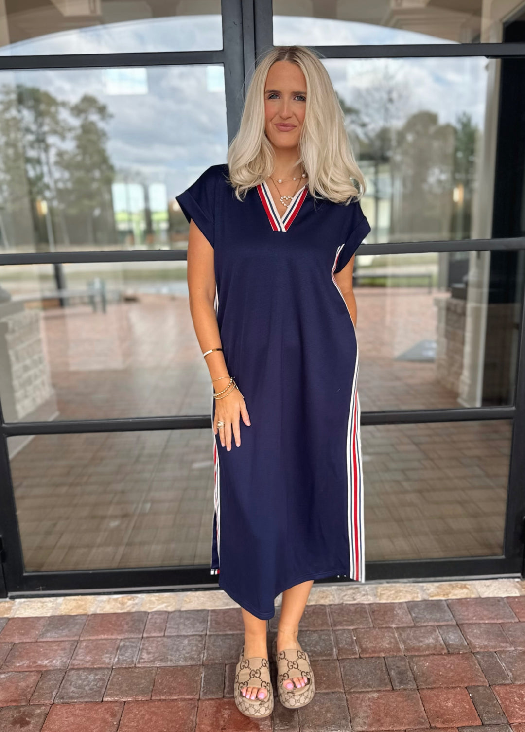 navy blue and red striped maxi dress Buy Love & Roses Navy Red And White Striped Knitted Midi Dress from Next USA