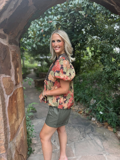 Olive Green Cuff Shorts