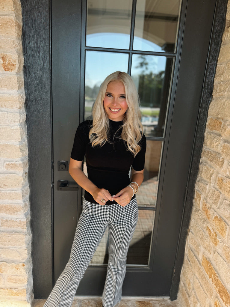 Houndstooth Flare Crop Pants