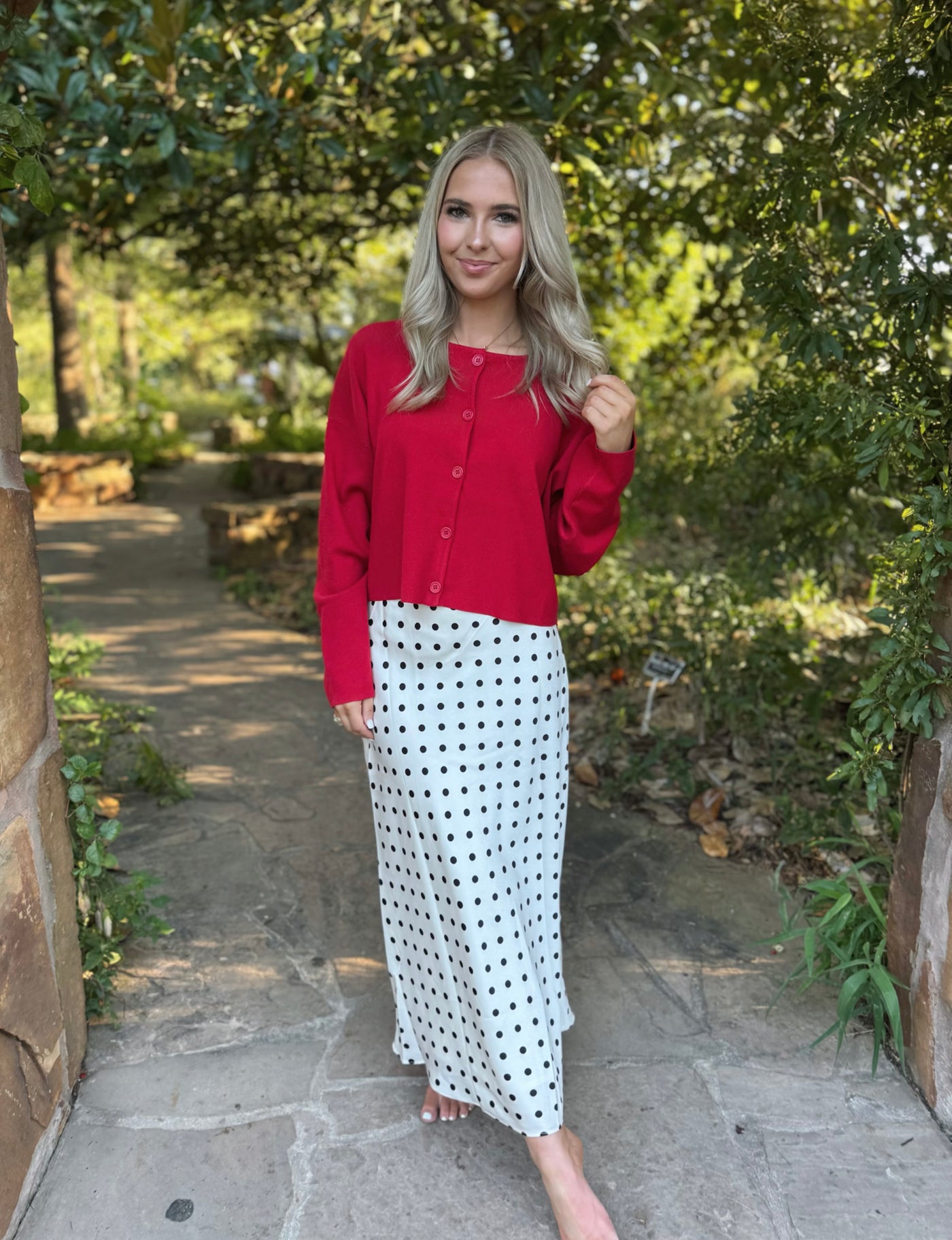 Red Button Down Cardigan