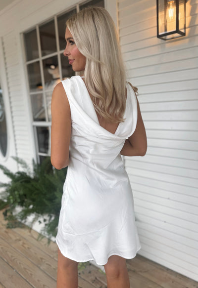 White Satin Mini Dress