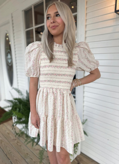 Cream Floral Dress