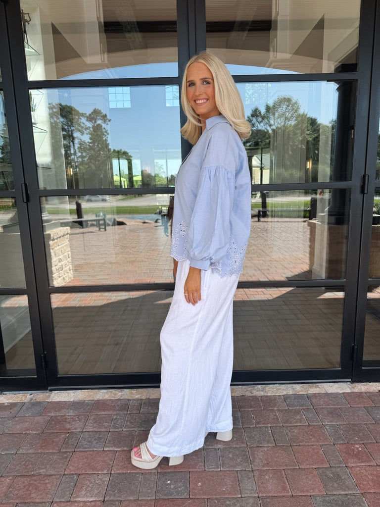 Blue Eyelet Top