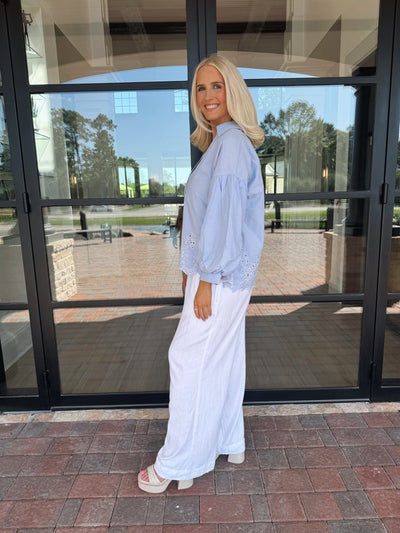 Blue Eyelet Top
