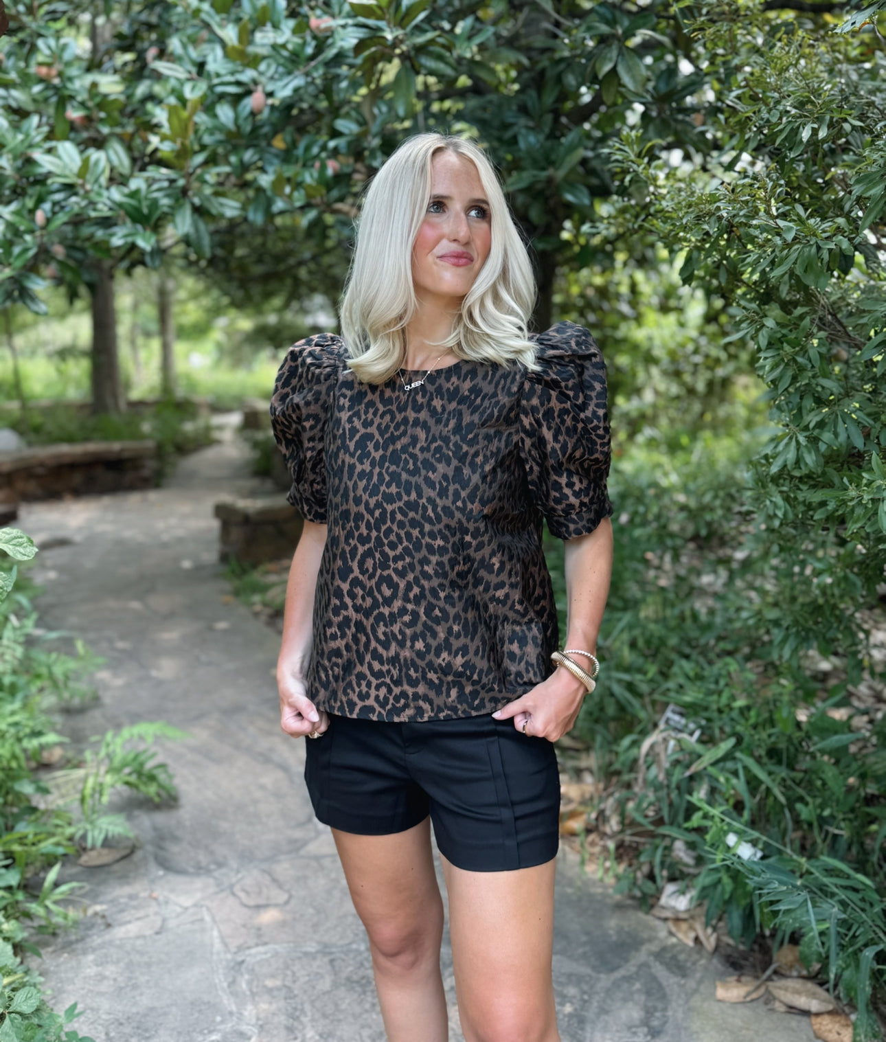 Leopard Puff Sleeve Top