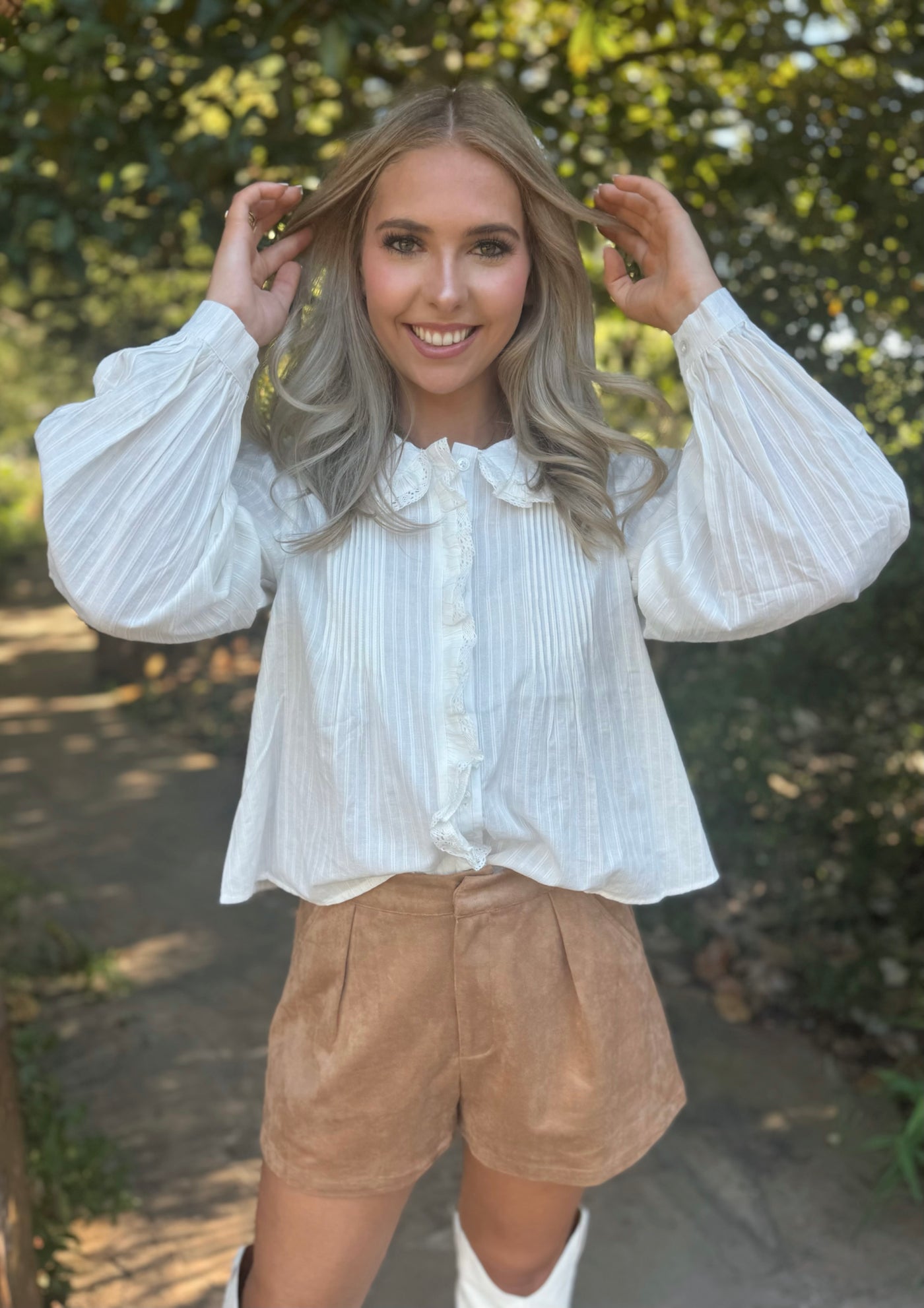 Off White Button Down Top