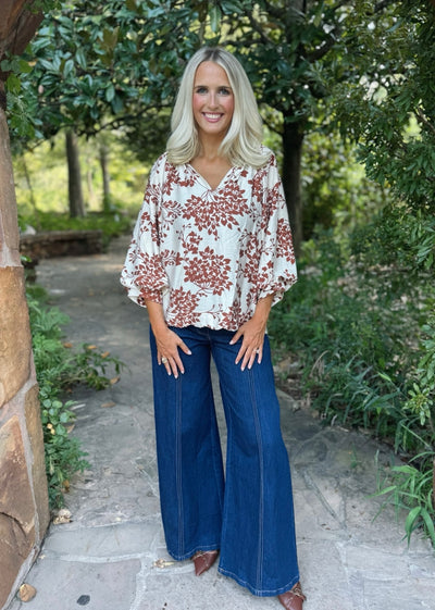 Floral brown top