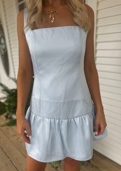 Blue Drop Waist Mini Dress