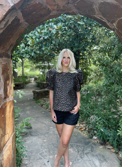 Leopard Puff Sleeve Top