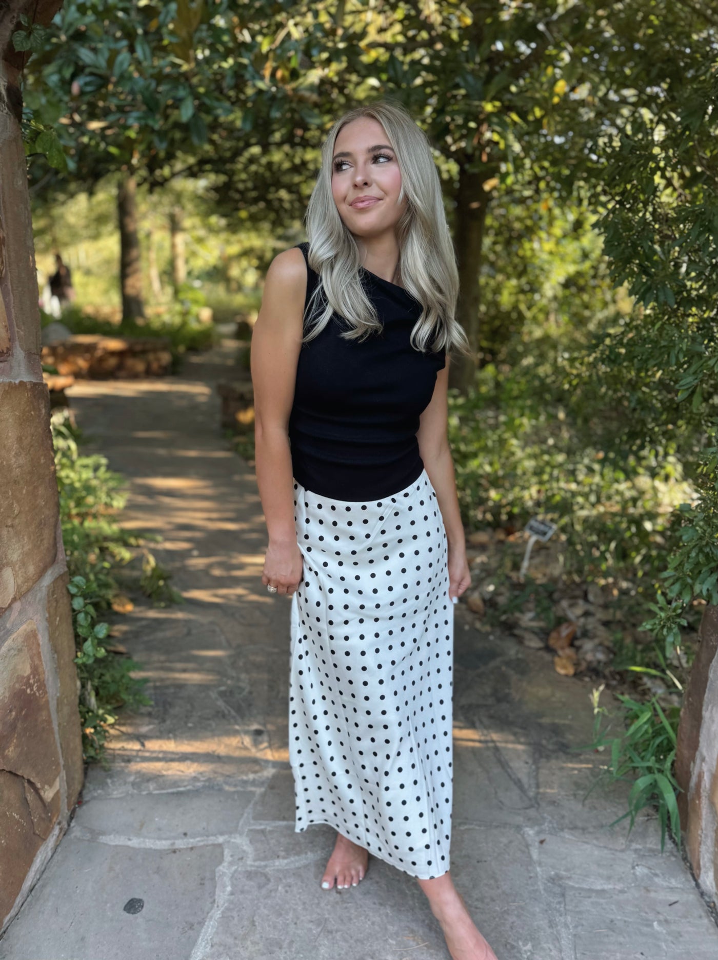 Black & White Polka Dot Maxi Skirt