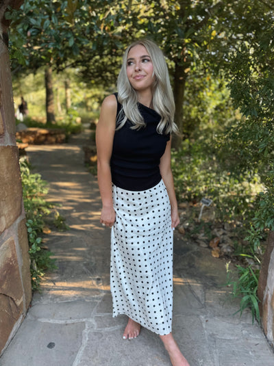 Black & White Polka Dot Maxi Skirt