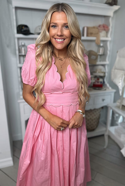 Pink Scallop Maxi Dress