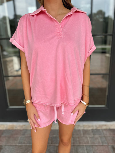 Lucy Washed Pink Shorts Set