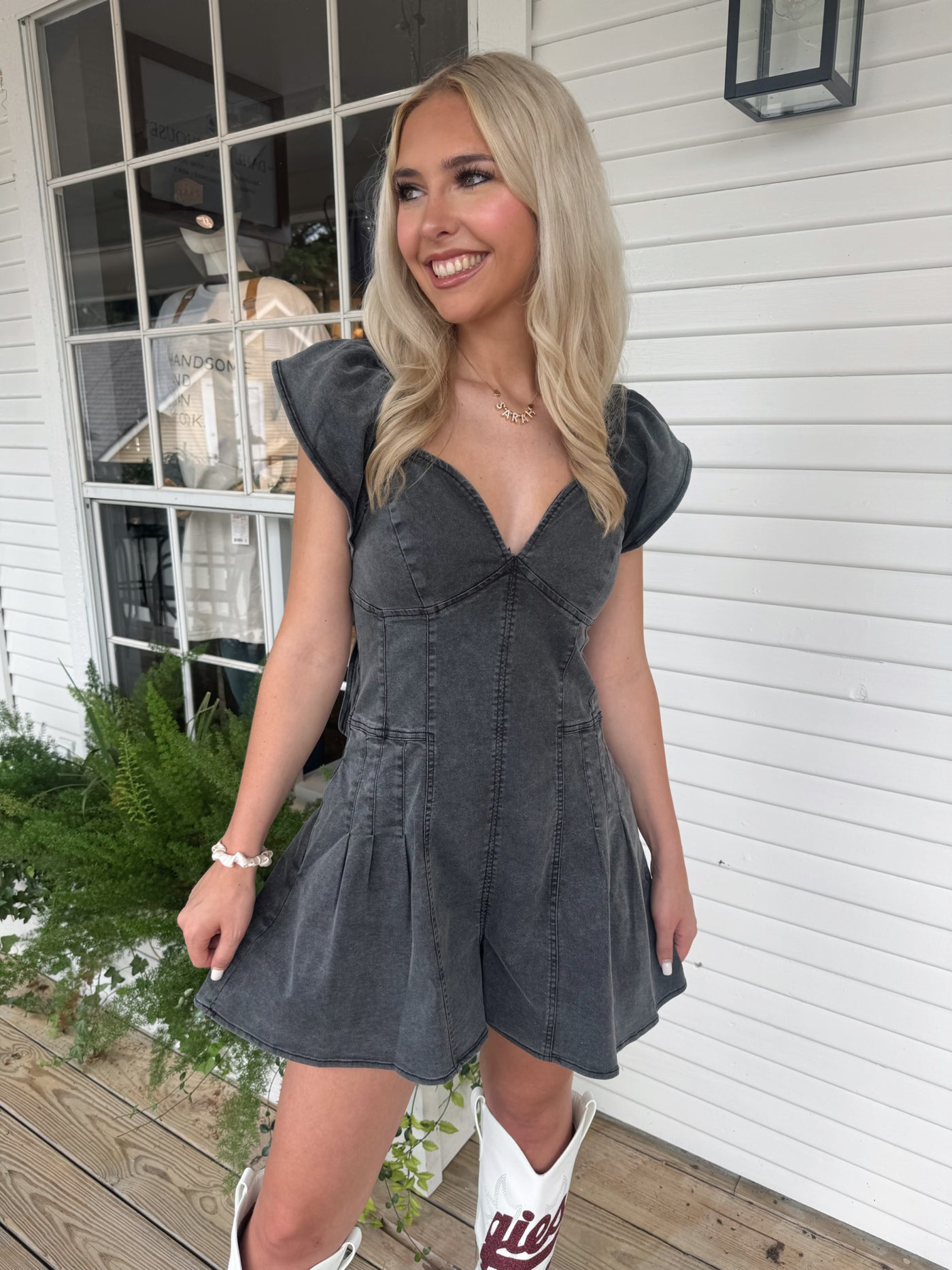 Washed Black Romper