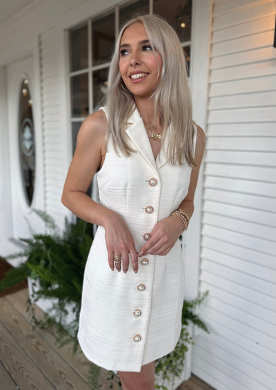 Sleeveless Tweed Mini Dress