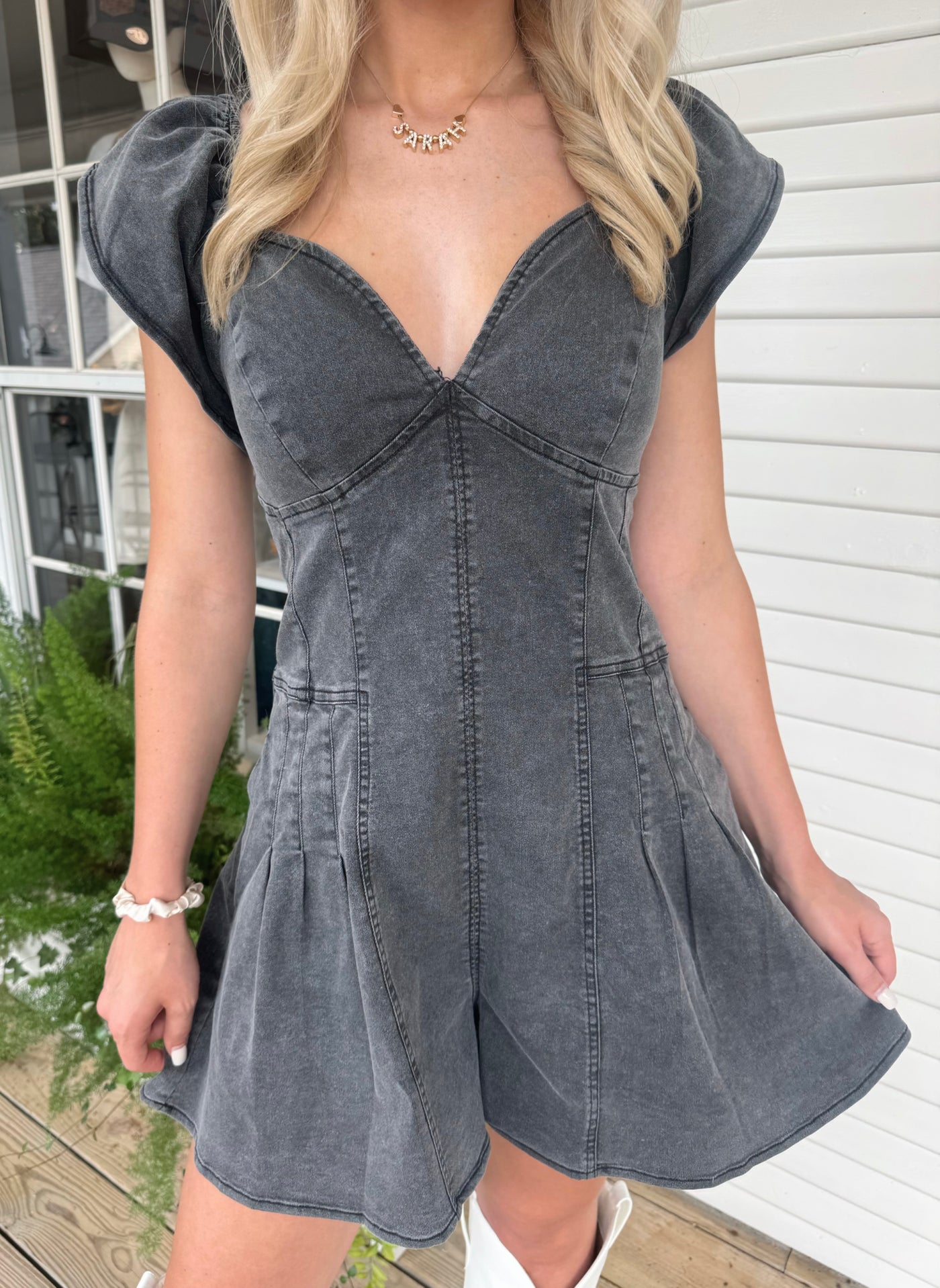 Washed Black Romper