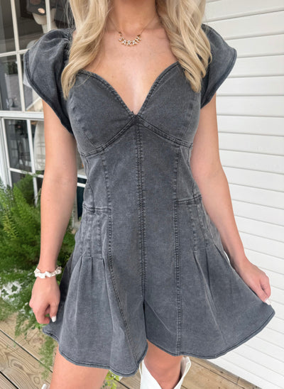 Washed Black Romper