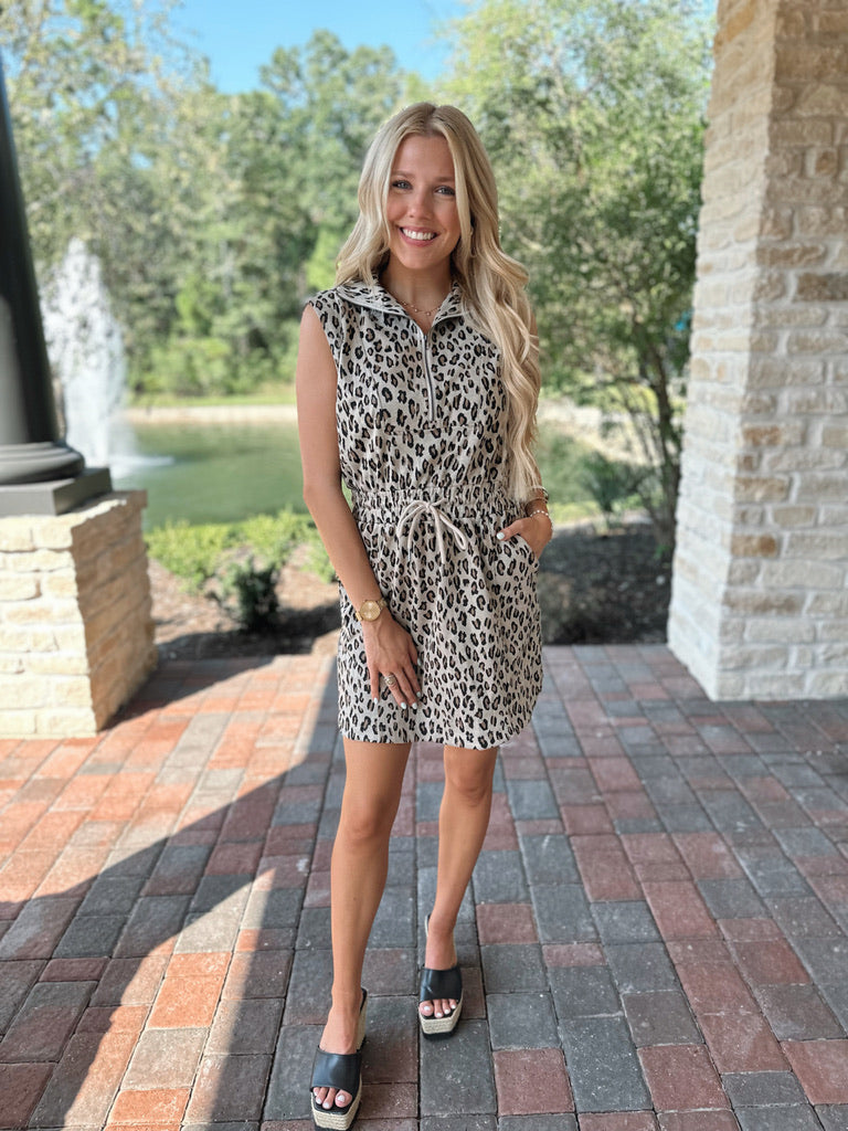 Leopard Half Zip Dress