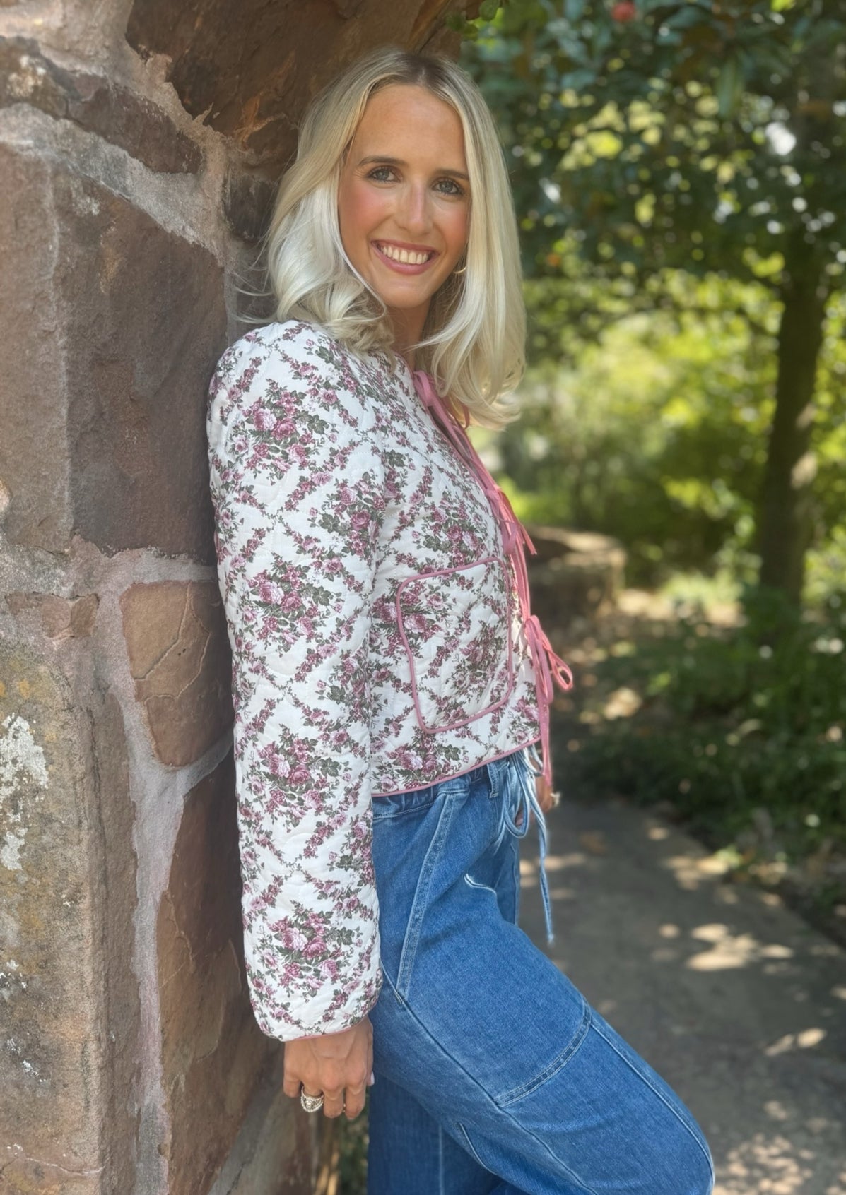 Floral Quilted Tie Jacket