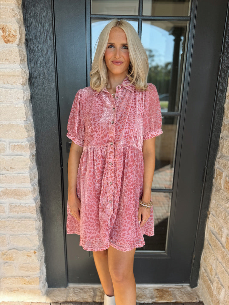 Pink Leopard Print Dress