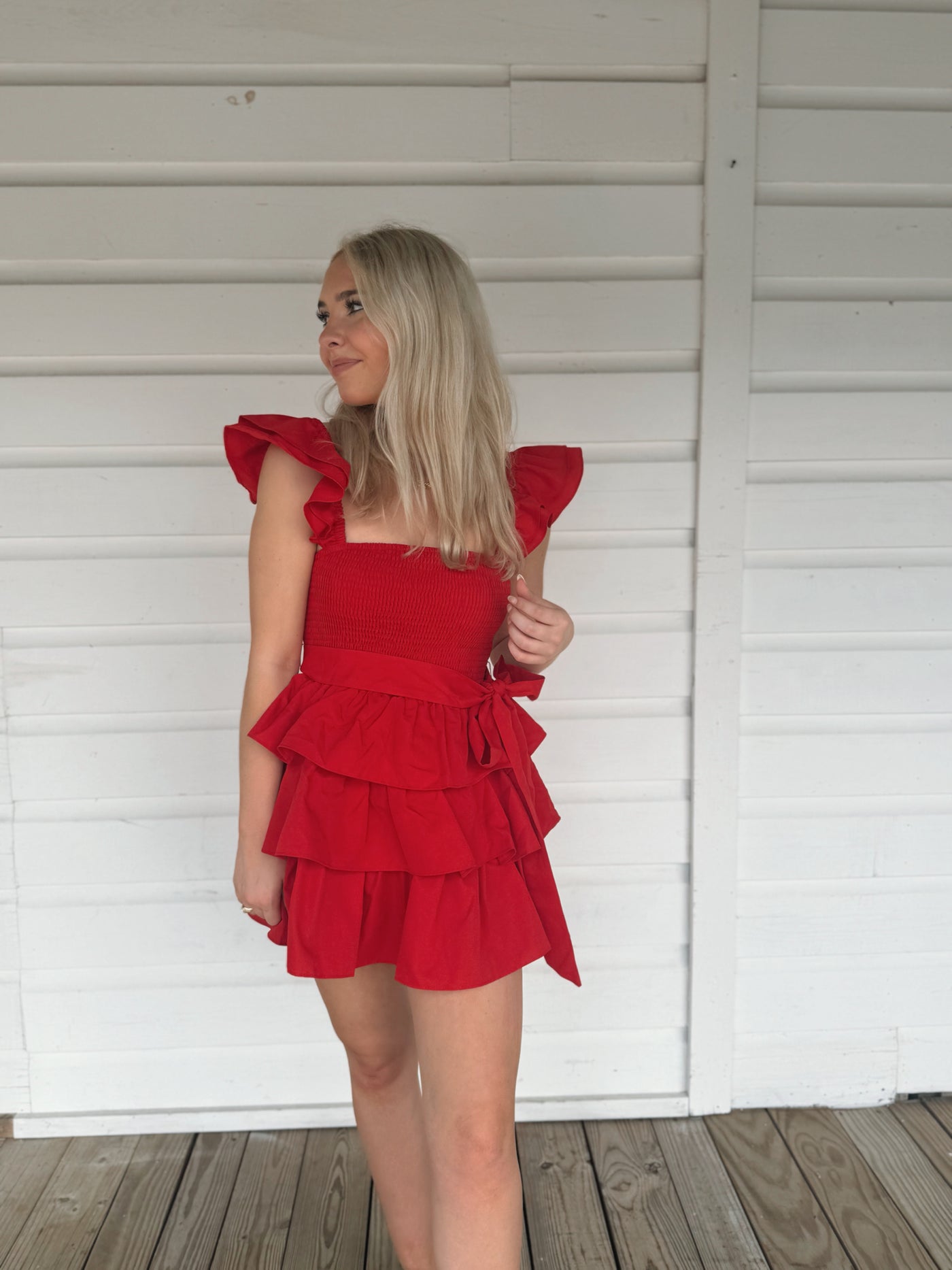 Red Ruffle Tier Romper