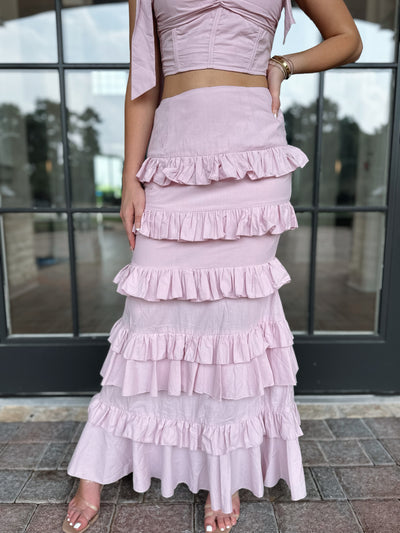 Mauve Ruffle 2-Piece Maxi Set