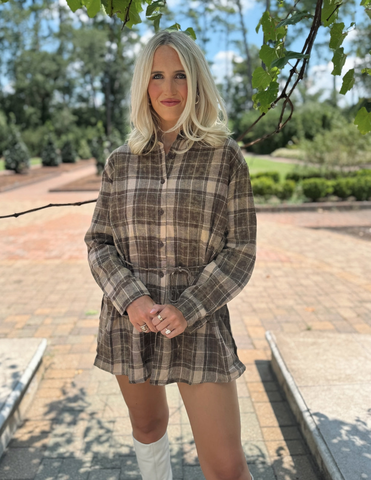 Plaid Flannel Shirt Romper