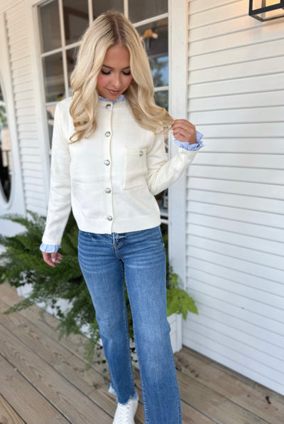 Cream Button Up Sweater