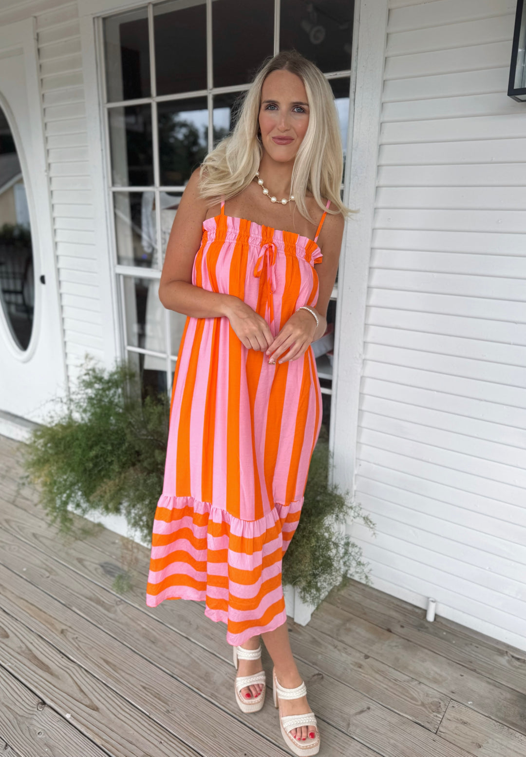 pink and orange striped dress & Stripe denim maxi dress women Silver Glitter Satin Halter worthy spring looks Product Size:Large - Extra Large