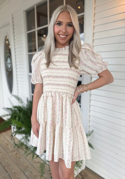 Cream Floral Dress