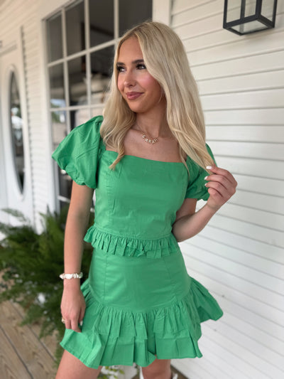 Green Ruffle Skirt Set
