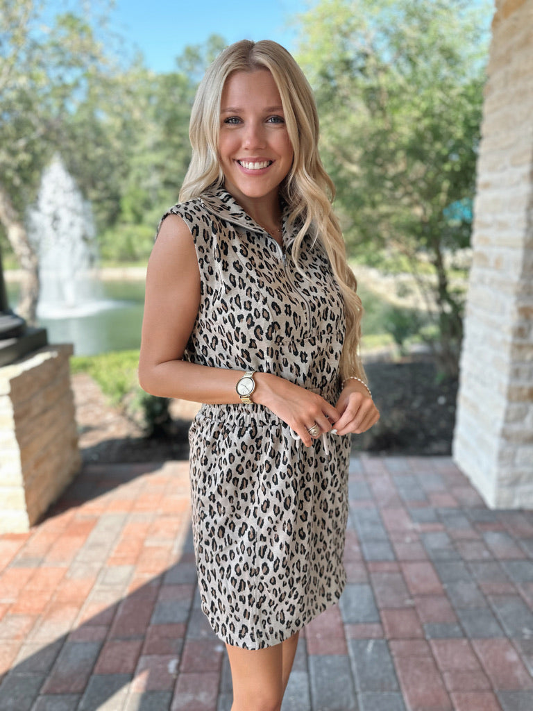 Leopard Half Zip Dress