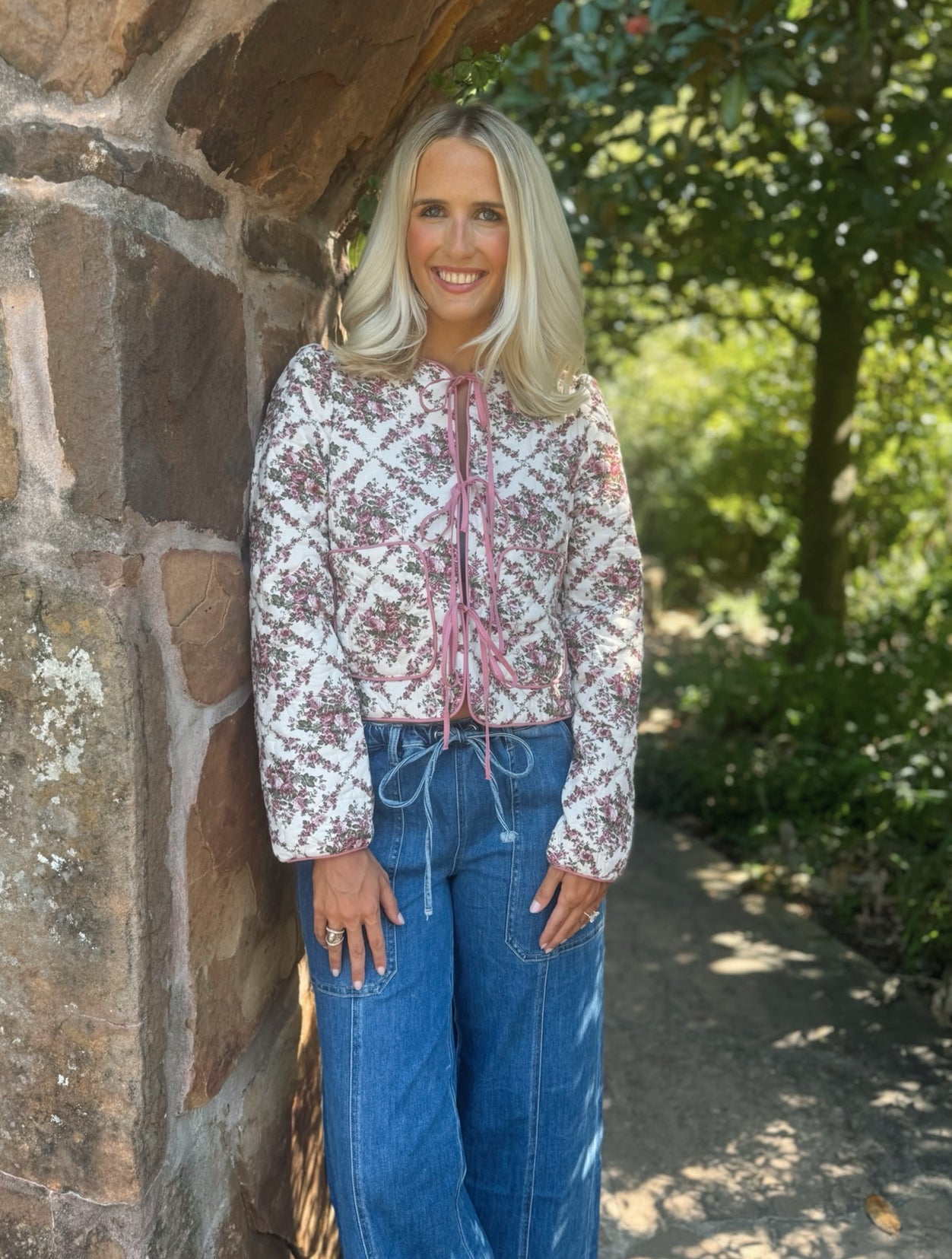 Floral Quilted Tie Jacket