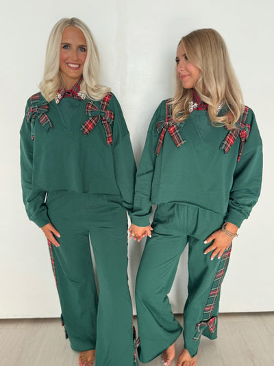 Green & Plaid Sweatpants and Top Set