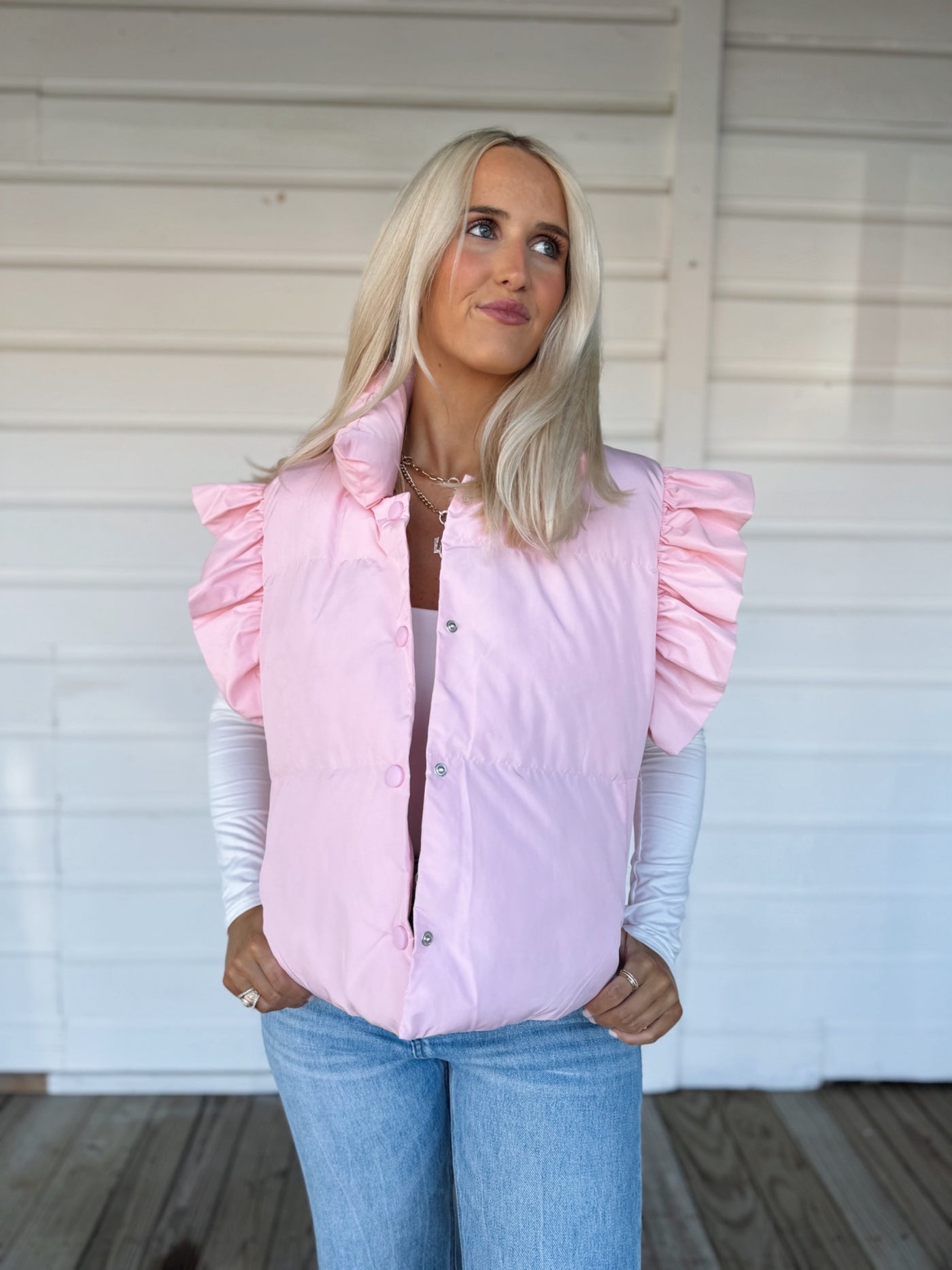 Pink Ruffle Crop Vest