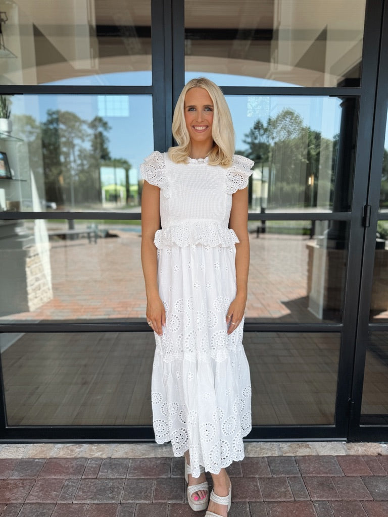 White Eyelet Maxi Dress