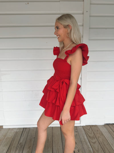 Red Ruffle Tier Romper